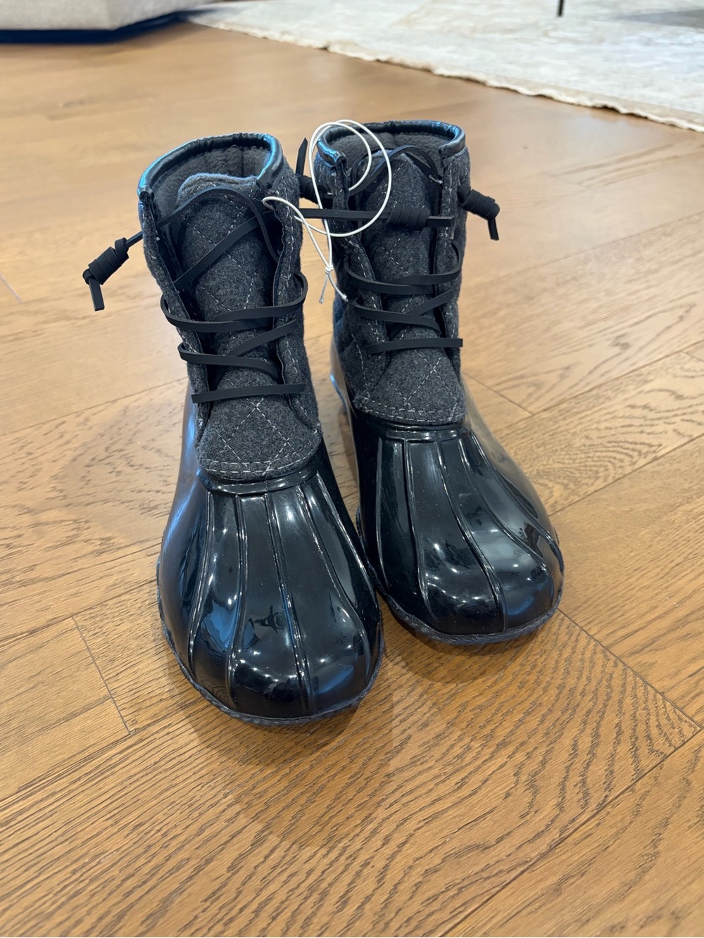 Women’s London Fog Black Quilted Waterproof Duck Boots